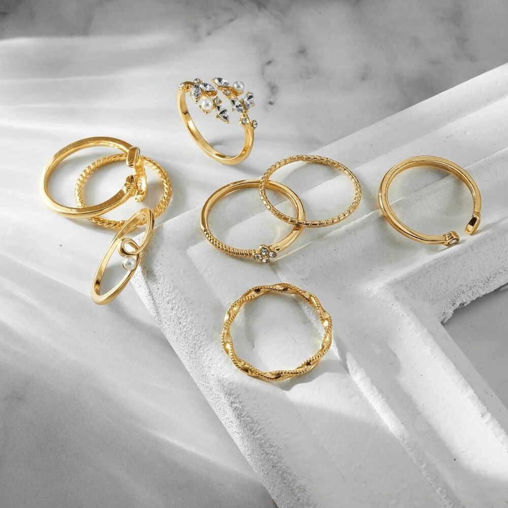 Boho Layer Stackable Diamond Rings - 10 Piece - Picture 5 of 8